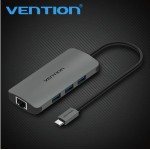 Cáp chuyển đổi Type-c ra 3 Port USB 3.0 + LAN Gigabit Vention CHFHA